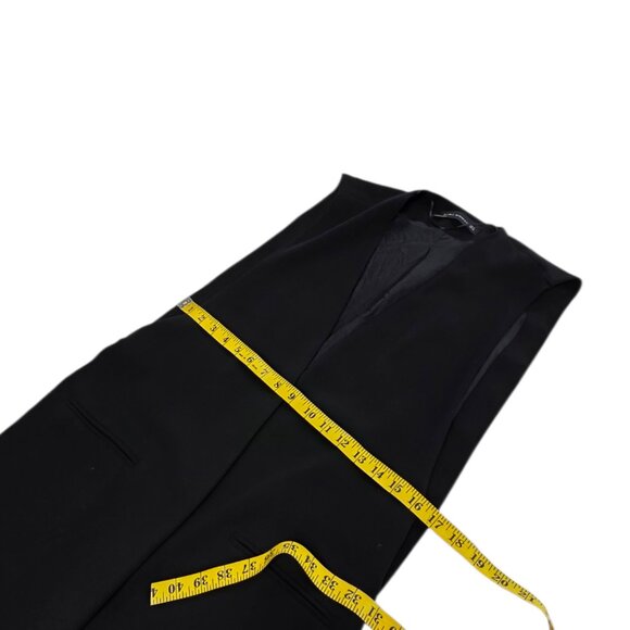 Zara Open Front Longlnie Blazer Vest, Black, Size M - Picture 6 of 9